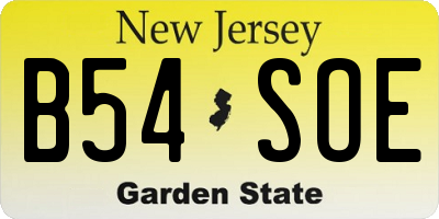 NJ license plate B54SOE