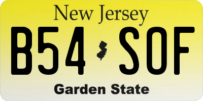 NJ license plate B54SOF
