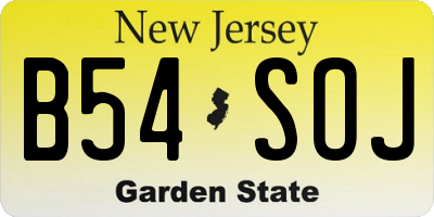 NJ license plate B54SOJ