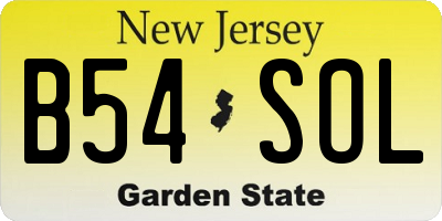 NJ license plate B54SOL