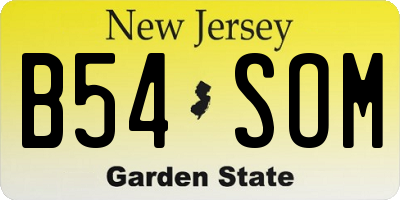 NJ license plate B54SOM