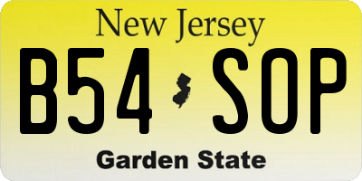 NJ license plate B54SOP