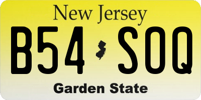 NJ license plate B54SOQ