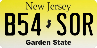 NJ license plate B54SOR