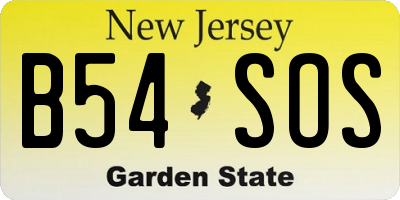 NJ license plate B54SOS