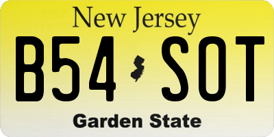 NJ license plate B54SOT