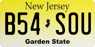 NJ license plate B54SOU