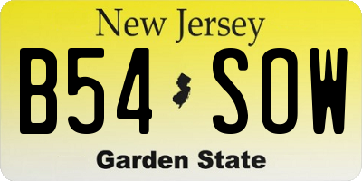 NJ license plate B54SOW