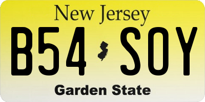 NJ license plate B54SOY
