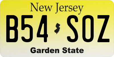 NJ license plate B54SOZ