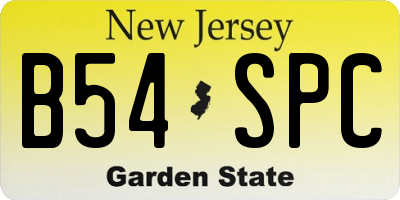 NJ license plate B54SPC