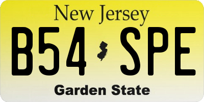 NJ license plate B54SPE