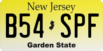 NJ license plate B54SPF