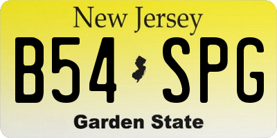 NJ license plate B54SPG