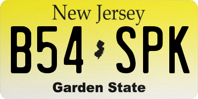 NJ license plate B54SPK