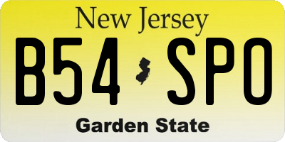 NJ license plate B54SPO