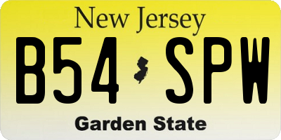 NJ license plate B54SPW