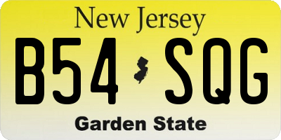 NJ license plate B54SQG