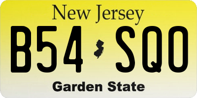 NJ license plate B54SQO
