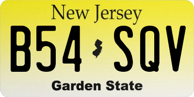 NJ license plate B54SQV