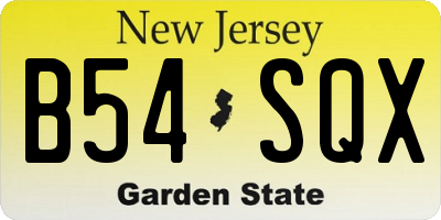 NJ license plate B54SQX