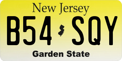 NJ license plate B54SQY