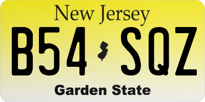 NJ license plate B54SQZ