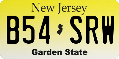 NJ license plate B54SRW