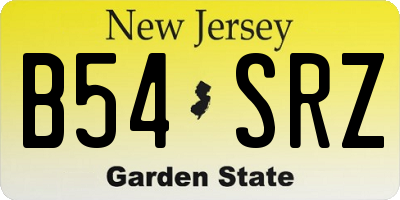 NJ license plate B54SRZ