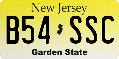 NJ license plate B54SSC