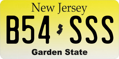 NJ license plate B54SSS