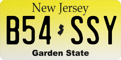 NJ license plate B54SSY