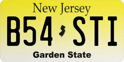 NJ license plate B54STI