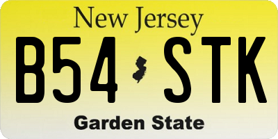 NJ license plate B54STK