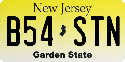 NJ license plate B54STN