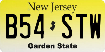 NJ license plate B54STW