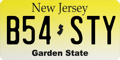 NJ license plate B54STY