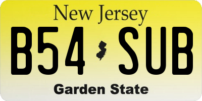 NJ license plate B54SUB