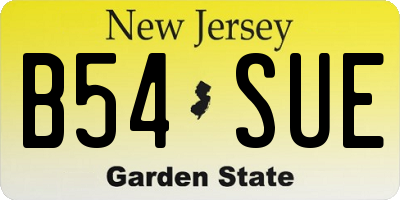 NJ license plate B54SUE