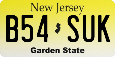 NJ license plate B54SUK