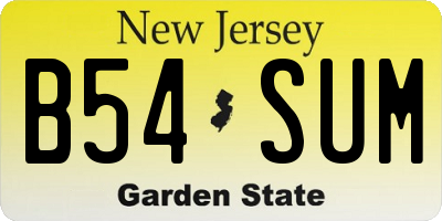 NJ license plate B54SUM