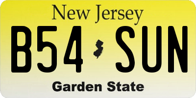NJ license plate B54SUN