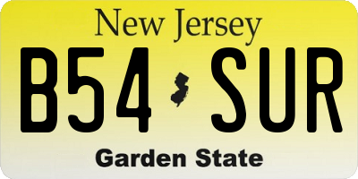 NJ license plate B54SUR