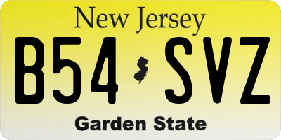 NJ license plate B54SVZ