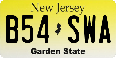 NJ license plate B54SWA