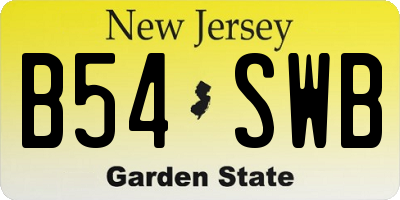 NJ license plate B54SWB