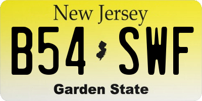 NJ license plate B54SWF
