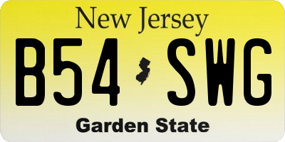 NJ license plate B54SWG