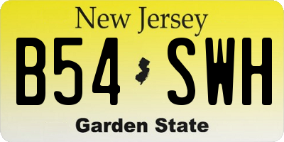 NJ license plate B54SWH