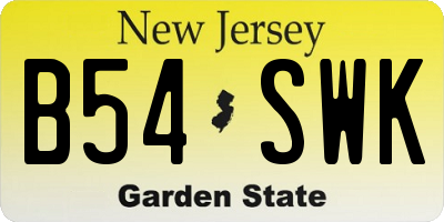 NJ license plate B54SWK